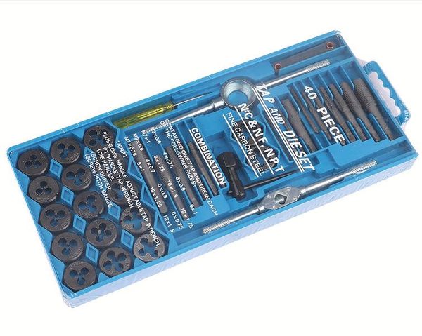 multifunctional 40pc metric tap and die set/fine thread/high carbon steel/tapping cutter hardware tool
multifunctional 40pc metric tap and die set/fine thread/high carbon steel/tapping cutter hardware tool