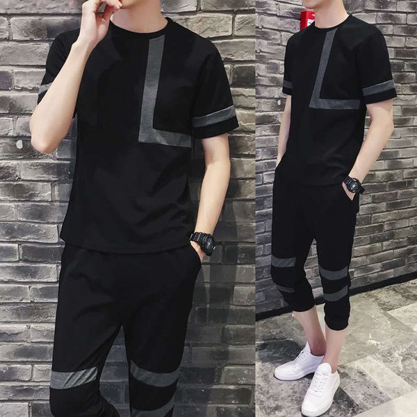 sports casual suit summer new capris short sleeve t-shirt men's fashion large men, Gray
sports casual suit summer new capris short sleeve t-shirt men's fashion large men, Gray
