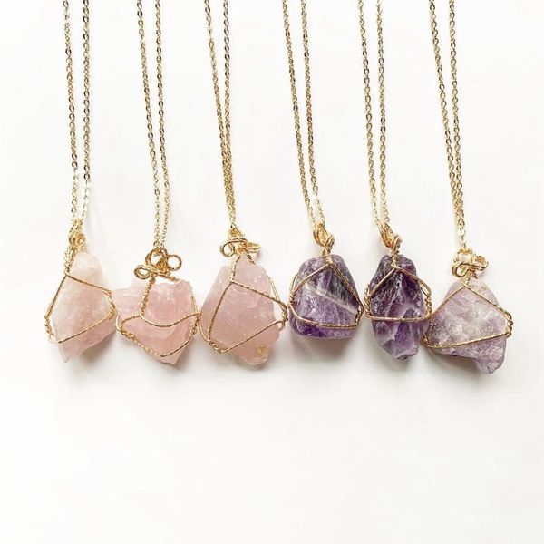 pendant necklaces natural raw crystals stone necklace wire wrapped pendants jewelry pink quartz purple minerals rough crystal, Silver
pendant necklaces natural raw crystals stone necklace wire wrapped pendants jewelry pink quartz purple minerals rough crystal, Silver