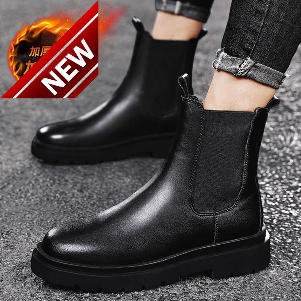 2021 winter new high martin plush thickened warm men's tooling chelsea short boots, Black
2021 winter new high martin plush thickened warm men's tooling chelsea short boots, Black