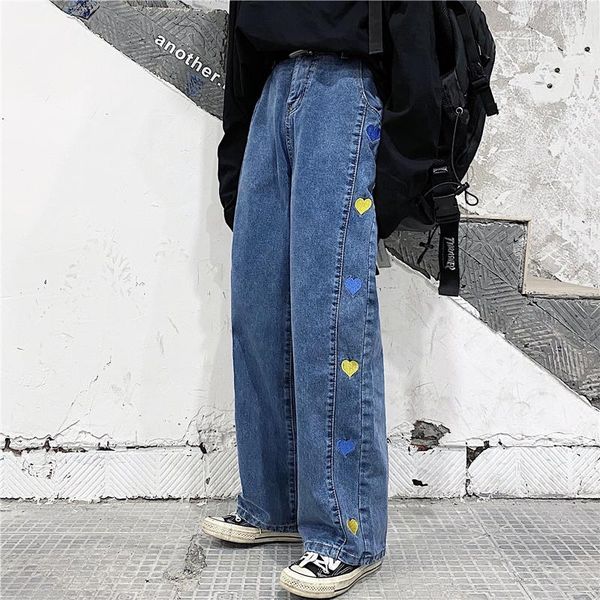 harajuku jeans women vintage washed jeans cartoon love embroidery loose high waist wide leg pants casual man, Blue
harajuku jeans women vintage washed jeans cartoon love embroidery loose high waist wide leg pants casual man, Blue