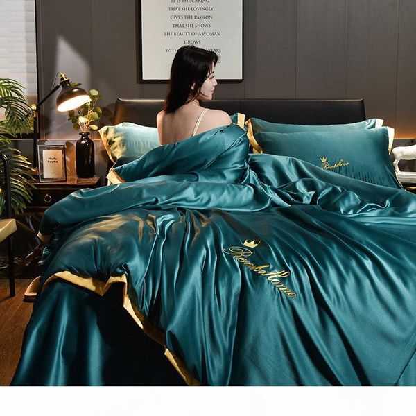 summer smooth washed silk 4-piece bedding set luxury king size duvet cover set solid embroidery bed sheets and pilowcase
summer smooth washed silk 4-piece bedding set luxury king size duvet cover set solid embroidery bed sheets and pilowcase