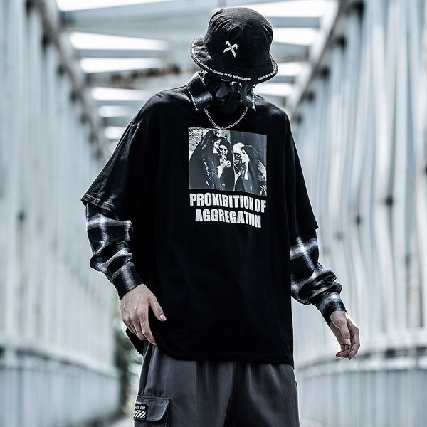 two autumn new fashion shirt collar guochao plaid hip-hop trend sweater men's piece fake coat loose txsop, Black
two autumn new fashion shirt collar guochao plaid hip-hop trend sweater men's piece fake coat loose txsop, Black