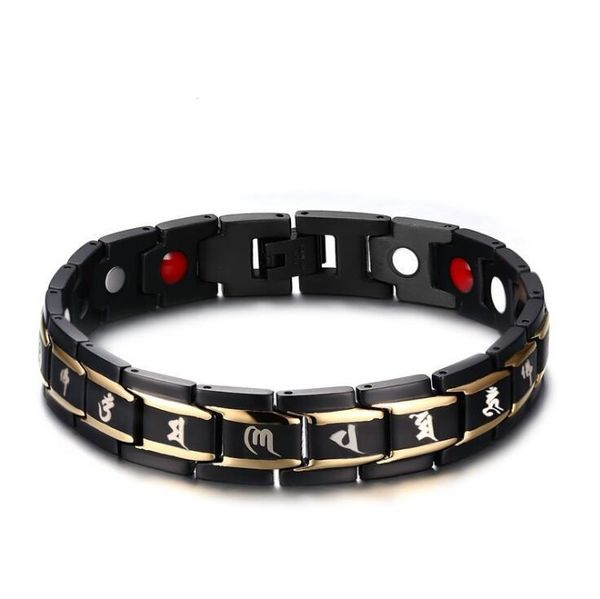 link, chain gold black health men bracelet bangle 316l stainless steel six words magnetic care jewelry
link, chain gold black health men bracelet bangle 316l stainless steel six words magnetic care jewelry
