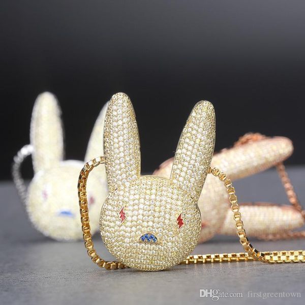 hip hop full diamond cute rabbit pendant necklace silver and rose gold lxuury women jewelry 
hip hop full diamond cute rabbit pendant necklace silver and rose gold lxuury women jewelry