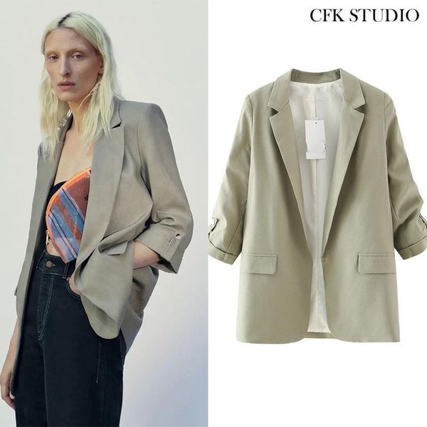 anza women autumn blazer with turn-down collar solid long sleeve outwear jacket femme casual loose green coat1, White;black
anza women autumn blazer with turn-down collar solid long sleeve outwear jacket femme casual loose green coat1, White;black