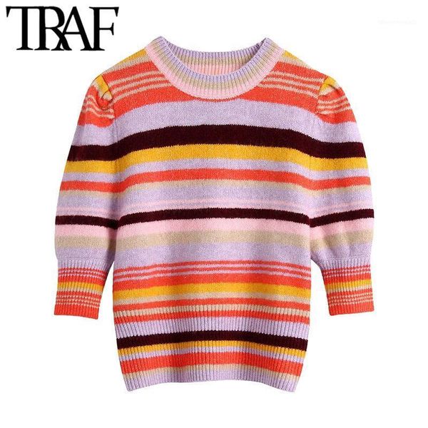 women's sweaters traf women sweet fashion color striped cropped knitted sweater vintage o neck puff sleeve female pullovers chic 1, White;black
women's sweaters traf women sweet fashion color striped cropped knitted sweater vintage o neck puff sleeve female pullovers chic 1, White;black