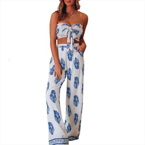 summer two pieces set tracksuit women strapless crop and long loose pants suits floral print 2 piece lounge, Black;white
summer two pieces set tracksuit women strapless crop and long loose pants suits floral print 2 piece lounge, Black;white
