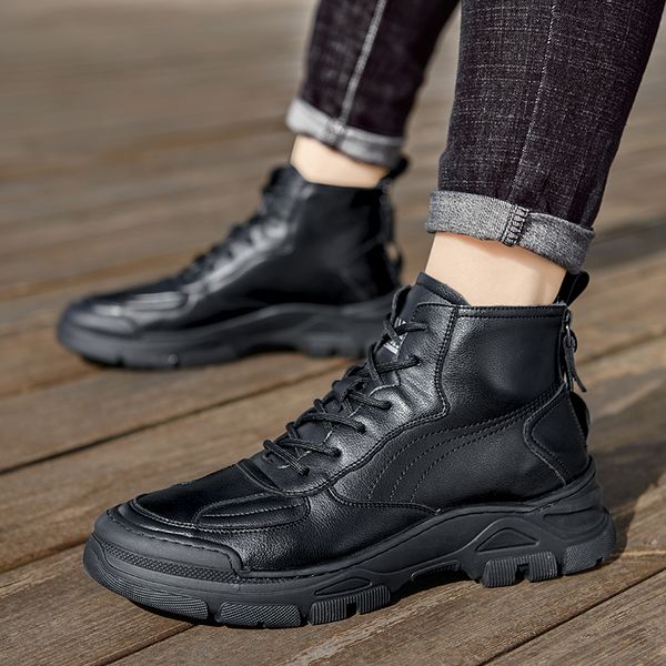 men winter comfortable keep warm snow boots non-slip genuine leather ankle outdoor casual cotton shoes chaussure, Black
men winter comfortable keep warm snow boots non-slip genuine leather ankle outdoor casual cotton shoes chaussure, Black