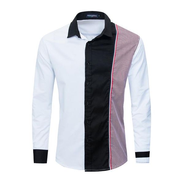 men's casual shirts dress shirt cotton 2021 men fashion color matching collared classic long sleeve, White;black
men's casual shirts dress shirt cotton 2021 men fashion color matching collared classic long sleeve, White;black