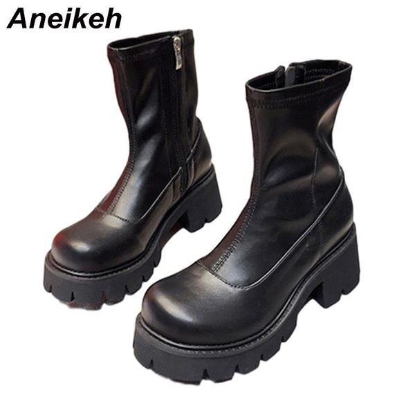 aneikeh mew spring/autumn pu women boots fashion ankle punk thick bottom patchwork solid zipper sewing motorcycle leisure shoes, Black
aneikeh mew spring/autumn pu women boots fashion ankle punk thick bottom patchwork solid zipper sewing motorcycle leisure shoes, Black