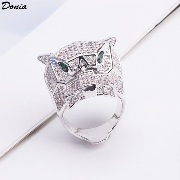 donia jewelry ring fashion suit zircon leopard head ring european and american creative men's and women's large ring, Silver
donia jewelry ring fashion suit zircon leopard head ring european and american creative men's and women's large ring, Silver