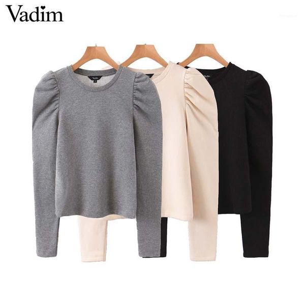 vadim women elegant solid sweatshirts long puff sleeve o neck pullovers female outwear casual ha6311, Black
vadim women elegant solid sweatshirts long puff sleeve o neck pullovers female outwear casual ha6311, Black