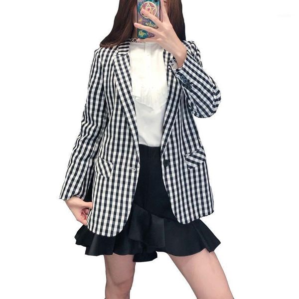women autumn spring thin single button blazers long sleeve black white plaid yarn dye woven sml office lady drop shipping1, White;black
women autumn spring thin single button blazers long sleeve black white plaid yarn dye woven sml office lady drop shipping1, White;black