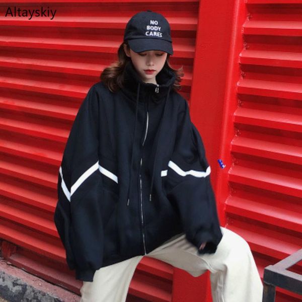 hoodies women turtleneck zipper harajuku loose leisure trendy simple hip hop womens clothing streetwear thickening striped chic, Black
hoodies women turtleneck zipper harajuku loose leisure trendy simple hip hop womens clothing streetwear thickening striped chic, Black