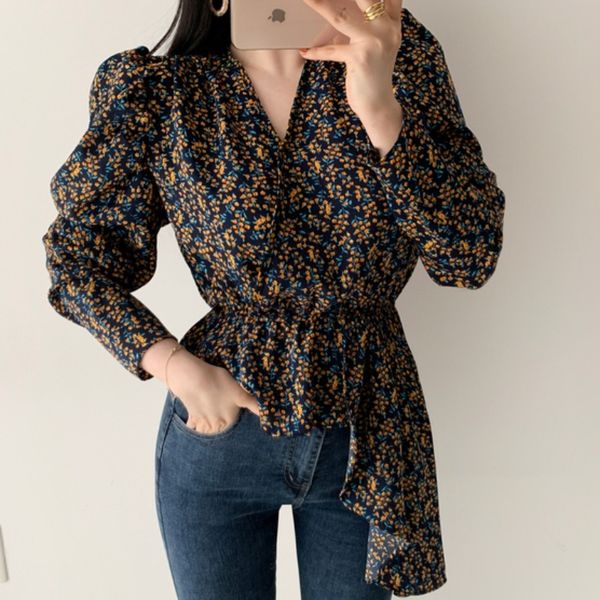 2021 new women's fashions floral shirts low-cut v puff sleeves thin waist asymmetric in blouses spring j4r2, White
2021 new women's fashions floral shirts low-cut v puff sleeves thin waist asymmetric in blouses spring j4r2, White