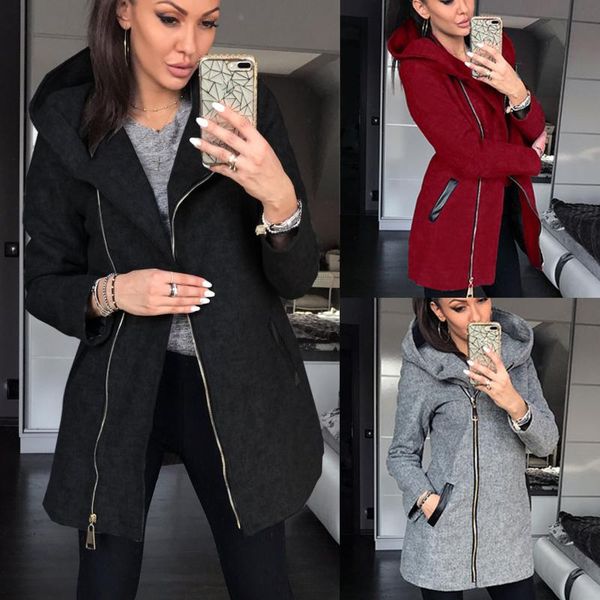 autumn and winter new fashion solid color side zipper plus fleece jacket hooded jacket women, Black
autumn and winter new fashion solid color side zipper plus fleece jacket hooded jacket women, Black