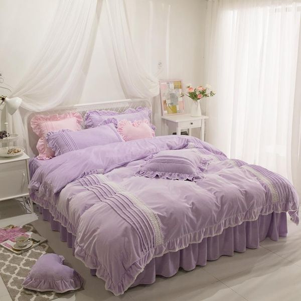 korean crystal velvet bedding set winter purple bed skirt linen white lace decor duvet cover wedding bedclothes home textile
korean crystal velvet bedding set winter purple bed skirt linen white lace decor duvet cover wedding bedclothes home textile