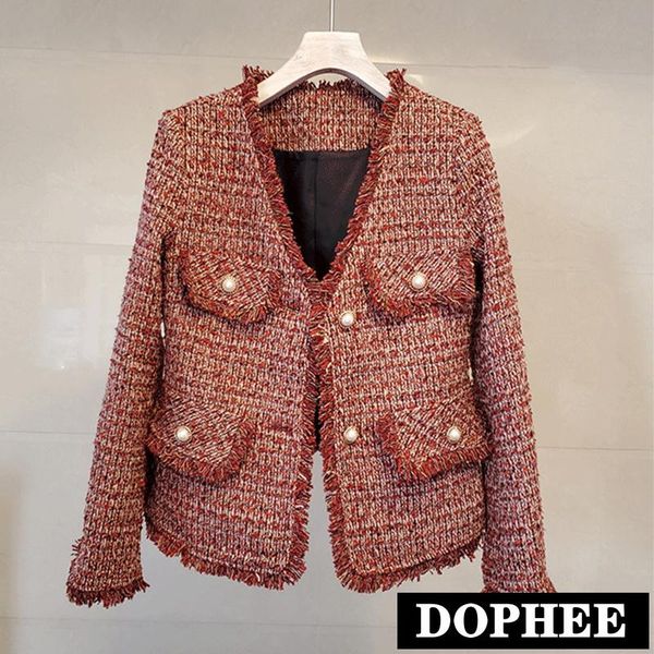 tweed coat women's 2020 new korean autumn fashion tassel woven tweed slim short jacket lady's elegant wool coat, Black
tweed coat women's 2020 new korean autumn fashion tassel woven tweed slim short jacket lady's elegant wool coat, Black