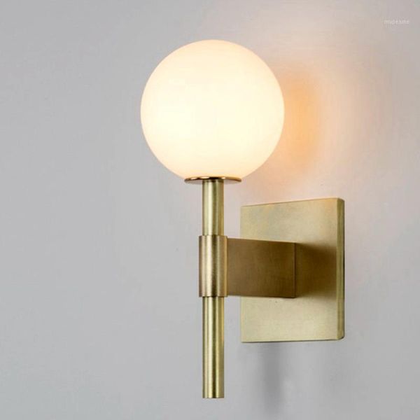 wall lamp glass ball sconce, satin brass with frosted glass, globe light fixtures for restaurant, bedside, bathroom1
wall lamp glass ball sconce, satin brass with frosted glass, globe light fixtures for restaurant, bedside, bathroom1