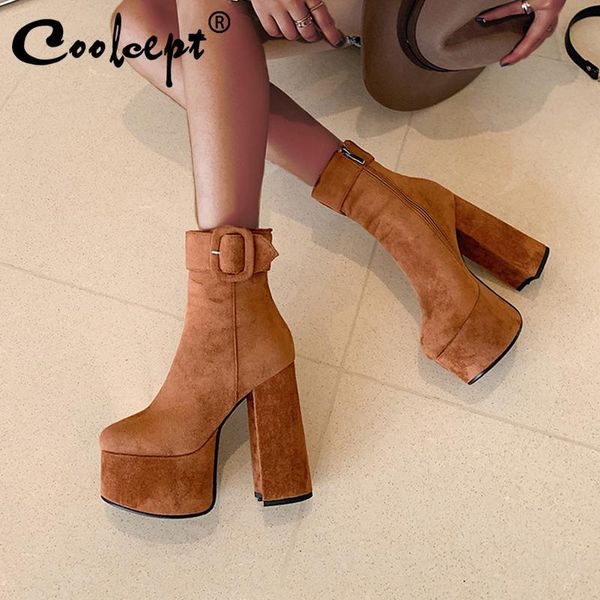 Coolcept New Winter Women Ankle Boots Fashion Platform Thick Heel Shoes Women Zipper Buckle Solid Color Mujer Zapatos Size 34-43, Black
Coolcept New Winter Women Ankle Boots Fashion Platform Thick Heel Shoes Women Zipper Buckle Solid Color Mujer Zapatos Size 34-43, Black