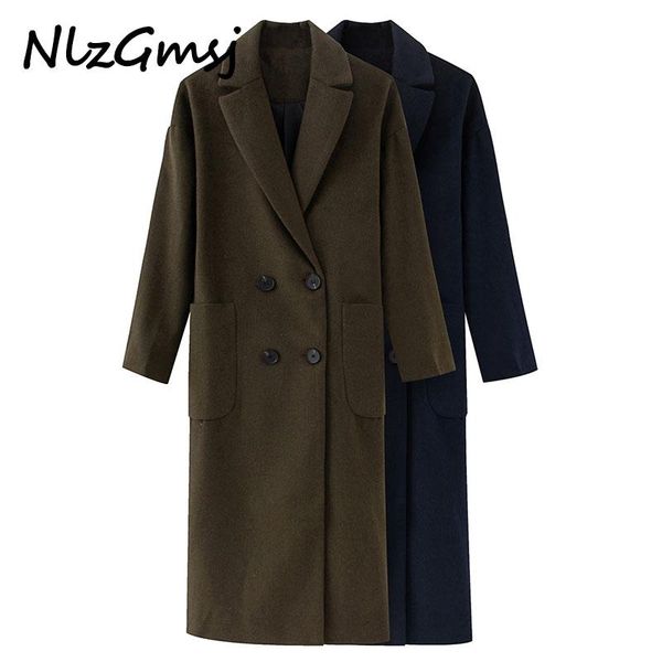nlzgmsj women 2021 fashion office wear double breasted woolen coat vintage long sleeve pockets female outerwear chic overcoat, Black;brown
nlzgmsj women 2021 fashion office wear double breasted woolen coat vintage long sleeve pockets female outerwear chic overcoat, Black;brown