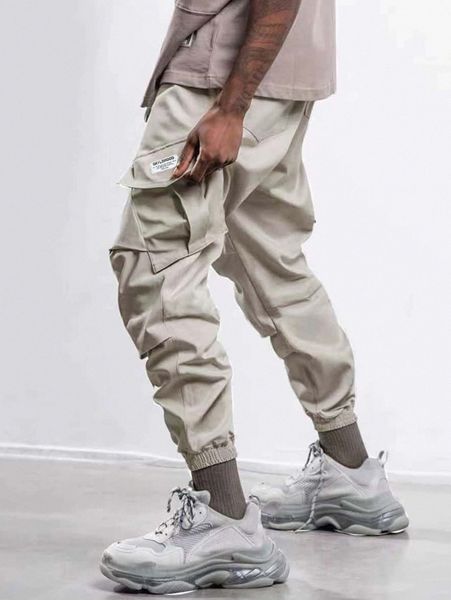 men slogan patched detail flap pocket drawstring waist pants w4z0#, Black 
men slogan patched detail flap pocket drawstring waist pants w4z0#, Black