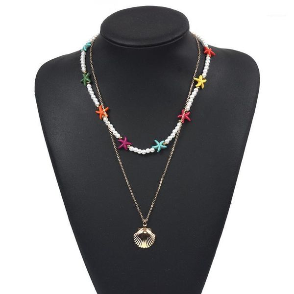 bk bohemian summer resin necklace multi-color stars white pearl acrylic shells single chains 2-layers boho handmade trendy jewe1, Golden;silver
bk bohemian summer resin necklace multi-color stars white pearl acrylic shells single chains 2-layers boho handmade trendy jewe1, Golden;silver
