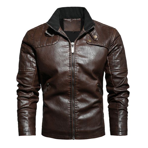 2021 new men spring autumn fashion lightweight pu male jacket thin leather coat inn2, Black 
2021 new men spring autumn fashion lightweight pu male jacket thin leather coat inn2, Black