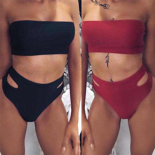 women's high waist push up bikini set new ladies wrap chest swimsuit pure color bathing suit brazilian biquini swimwear, White;black
women's high waist push up bikini set new ladies wrap chest swimsuit pure color bathing suit brazilian biquini swimwear, White;black