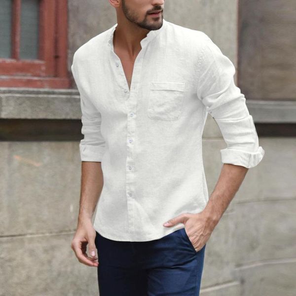 men's casual shirts men baggy cotton linen solid blouse long sleeve button pocket stand collar shirt summer chemise homme, White;black
men's casual shirts men baggy cotton linen solid blouse long sleeve button pocket stand collar shirt summer chemise homme, White;black