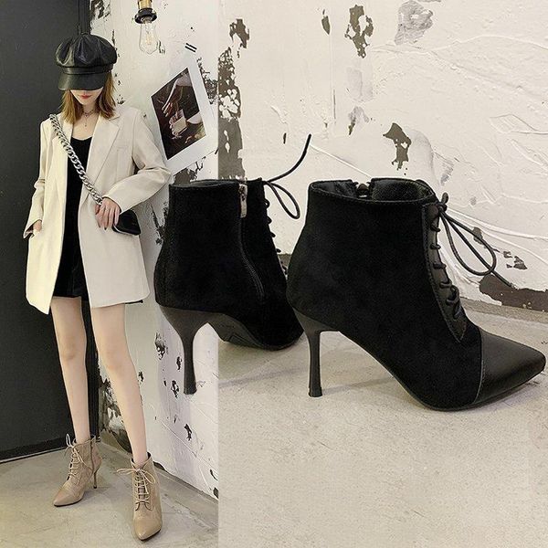 fashion lace boots 2021 autumn and winter new pointed color matching stiletto heels women warm boots, Black
fashion lace boots 2021 autumn and winter new pointed color matching stiletto heels women warm boots, Black