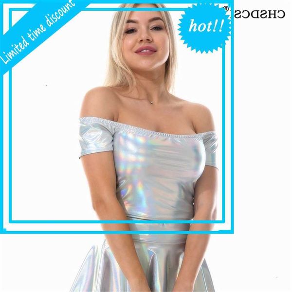 chsdcsi women tanks fashion summer off shoulder short mouwen shirt women's party dancing shiny club silver tees, White
chsdcsi women tanks fashion summer off shoulder short mouwen shirt women's party dancing shiny club silver tees, White