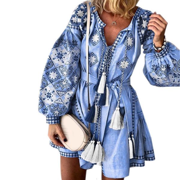woman vintage long lantern sleeve floral print tassel belt party mini es for women vestido de mujer femme robe, Black;gray
woman vintage long lantern sleeve floral print tassel belt party mini es for women vestido de mujer femme robe, Black;gray