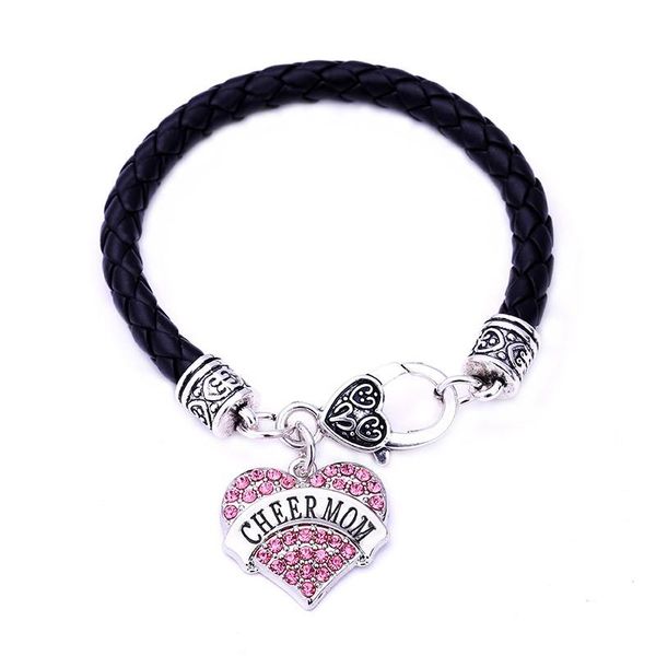 gift rhodium plated with sparkling crystals cheer mom heart pendant bracelet rope chain, Black
gift rhodium plated with sparkling crystals cheer mom heart pendant bracelet rope chain, Black