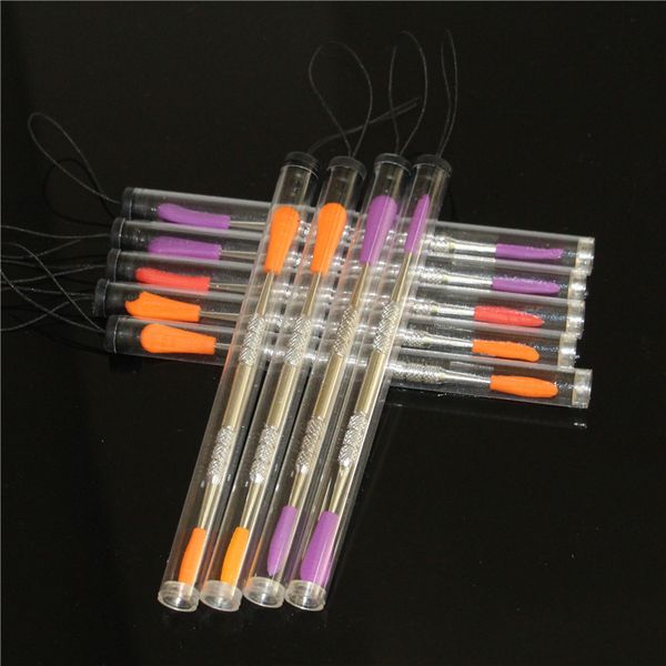 with silicone tipped plastic carving tube package stainless steel wax dabber tools smoking metal dab tool dhl free
with silicone tipped plastic carving tube package stainless steel wax dabber tools smoking metal dab tool dhl free