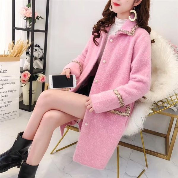 faux mink velvet coats new 2020 fashion women's coat spring autumn winter single-breasted loose knitting woolen jacket outwear1, Black
faux mink velvet coats new 2020 fashion women's coat spring autumn winter single-breasted loose knitting woolen jacket outwear1, Black