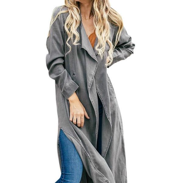 2021 autumn new turndown collar slim solid color casual gray windbreaker long-sleeved fashion trench slit long coat outfit, Tan;black
2021 autumn new turndown collar slim solid color casual gray windbreaker long-sleeved fashion trench slit long coat outfit, Tan;black
