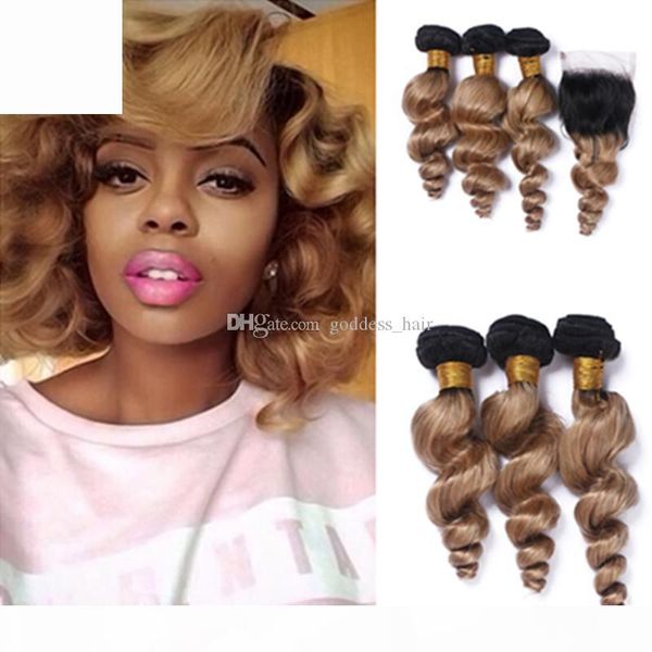 new arrival #1b 27 blonde dark root ombre loose wave brazilian human hair bundles weaves with lace closure part 4pcs lot, Black
new arrival #1b 27 blonde dark root ombre loose wave brazilian human hair bundles weaves with lace closure part 4pcs lot, Black