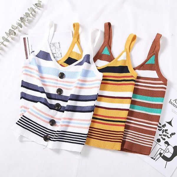 women fitness sleeveless basic camisole fashion knitted striped tank summer vest1, White 
women fitness sleeveless basic camisole fashion knitted striped tank summer vest1, White
