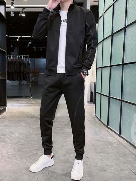men zip up jacket & sweatpants set l6h0#, Gray