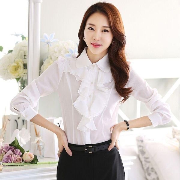 women new 2020 spring autumn ruffle ladies blouses shirt solid color elegant office blouse long sleeve female clothing z481, White
women new 2020 spring autumn ruffle ladies blouses shirt solid color elegant office blouse long sleeve female clothing z481, White