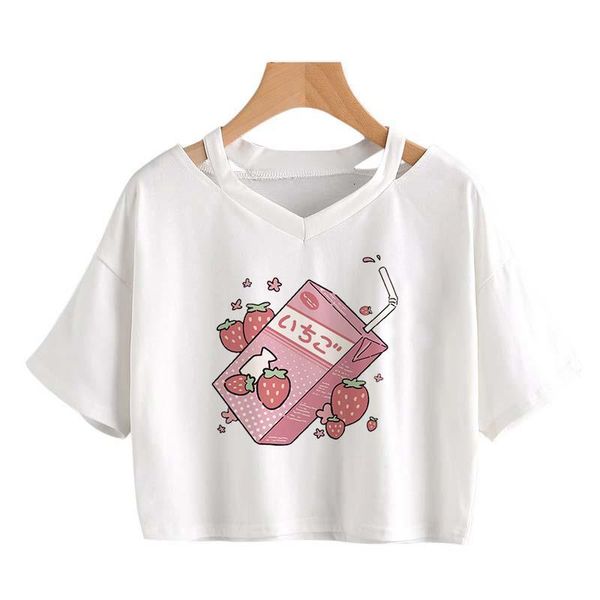 new women's t-shirt summer v -neck harajuku short tee love heart milk box printed short-sleeve crop strawberry fashion, White
new women's t-shirt summer v -neck harajuku short tee love heart milk box printed short-sleeve crop strawberry fashion, White
