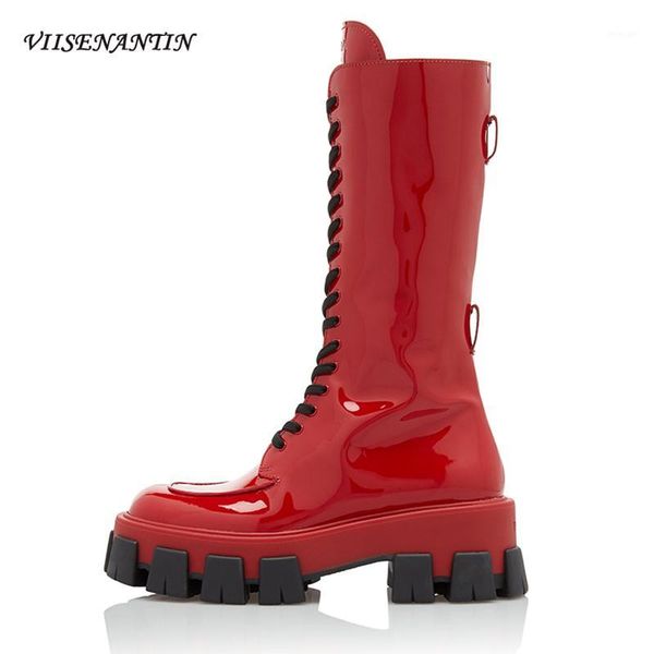 boots viisenantin red pink patent leather lady rubber flat platform thick sole lace up bootie round toe fashion rider chic1, Black
boots viisenantin red pink patent leather lady rubber flat platform thick sole lace up bootie round toe fashion rider chic1, Black