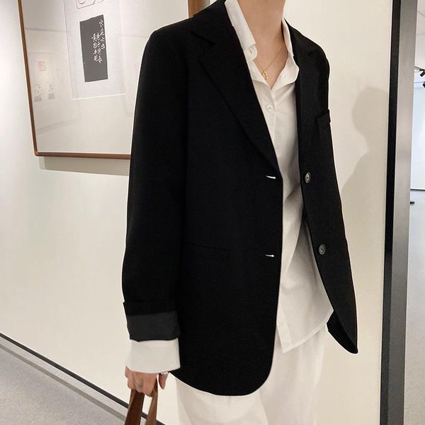 women blazers suit notched jacket women's korean style 2021 autumn new retro casual suit women blazer clothing, White;black
women blazers suit notched jacket women's korean style 2021 autumn new retro casual suit women blazer clothing, White;black