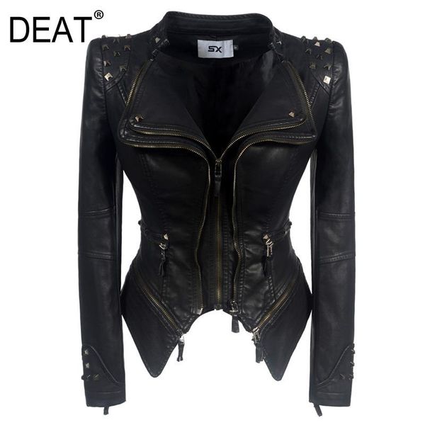 deat 2021 new autumn fashion pu leather jackets zipper rivet lapel collar full sleeve fit punk style waist slim coat ht129, Black
deat 2021 new autumn fashion pu leather jackets zipper rivet lapel collar full sleeve fit punk style waist slim coat ht129, Black