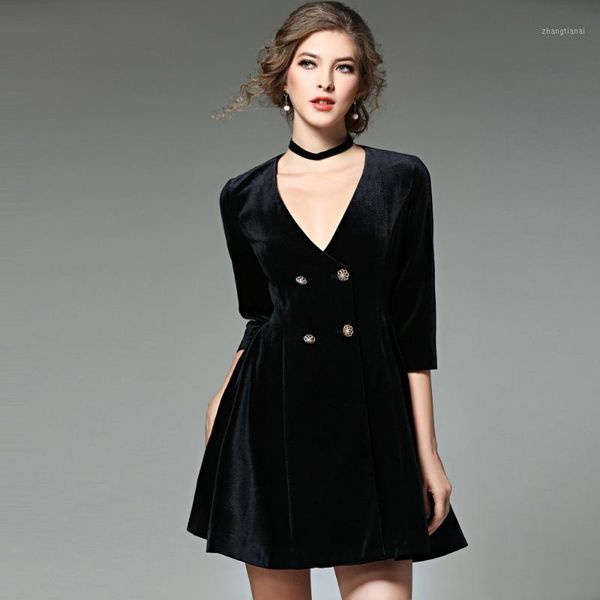 new autumn women vintage dresses ladies deep v-neck high waist robe patchwork black dress vestidos mujer w/necklace bh518a1, Black;gray
new autumn women vintage dresses ladies deep v-neck high waist robe patchwork black dress vestidos mujer w/necklace bh518a1, Black;gray