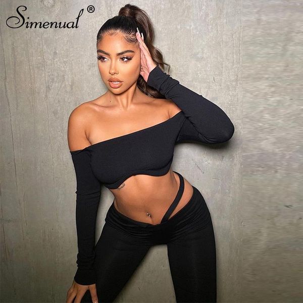 simenual off shoulder black crop and pants matching sets fall 2020 women long sleeve bodycon two piece outfits clubwear, Gray
simenual off shoulder black crop and pants matching sets fall 2020 women long sleeve bodycon two piece outfits clubwear, Gray