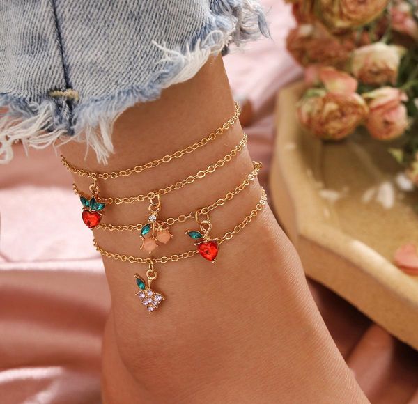 4pcs/set women anklets chains fruit pattern beach anklets barefoot sandals foot chains leg bracelets foot bracelet ankle chain foot vmeo5, Red;blue
4pcs/set women anklets chains fruit pattern beach anklets barefoot sandals foot chains leg bracelets foot bracelet ankle chain foot vmeo5, Red;blue