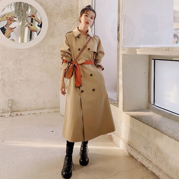2021 new female khaki spring jacket autumn new korean hit lapel loose fashion double breasted trench long sleeve coat13x ote3, Black;brown
2021 new female khaki spring jacket autumn new korean hit lapel loose fashion double breasted trench long sleeve coat13x ote3, Black;brown
